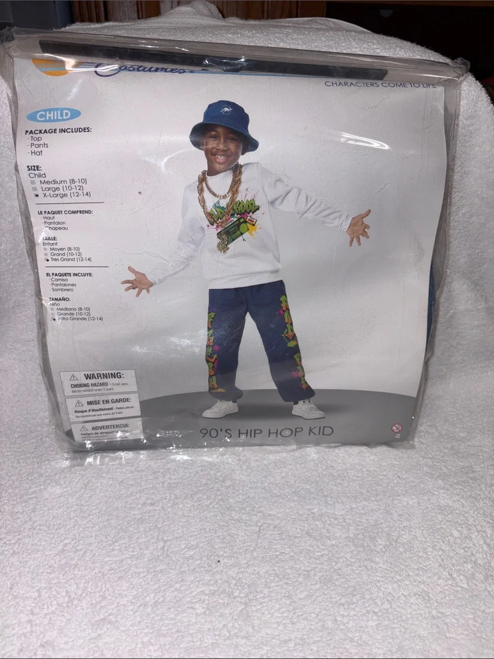 California Costumes 90's Hip Hop Kid Costume - White, Navy, Multicolor xl 12/14